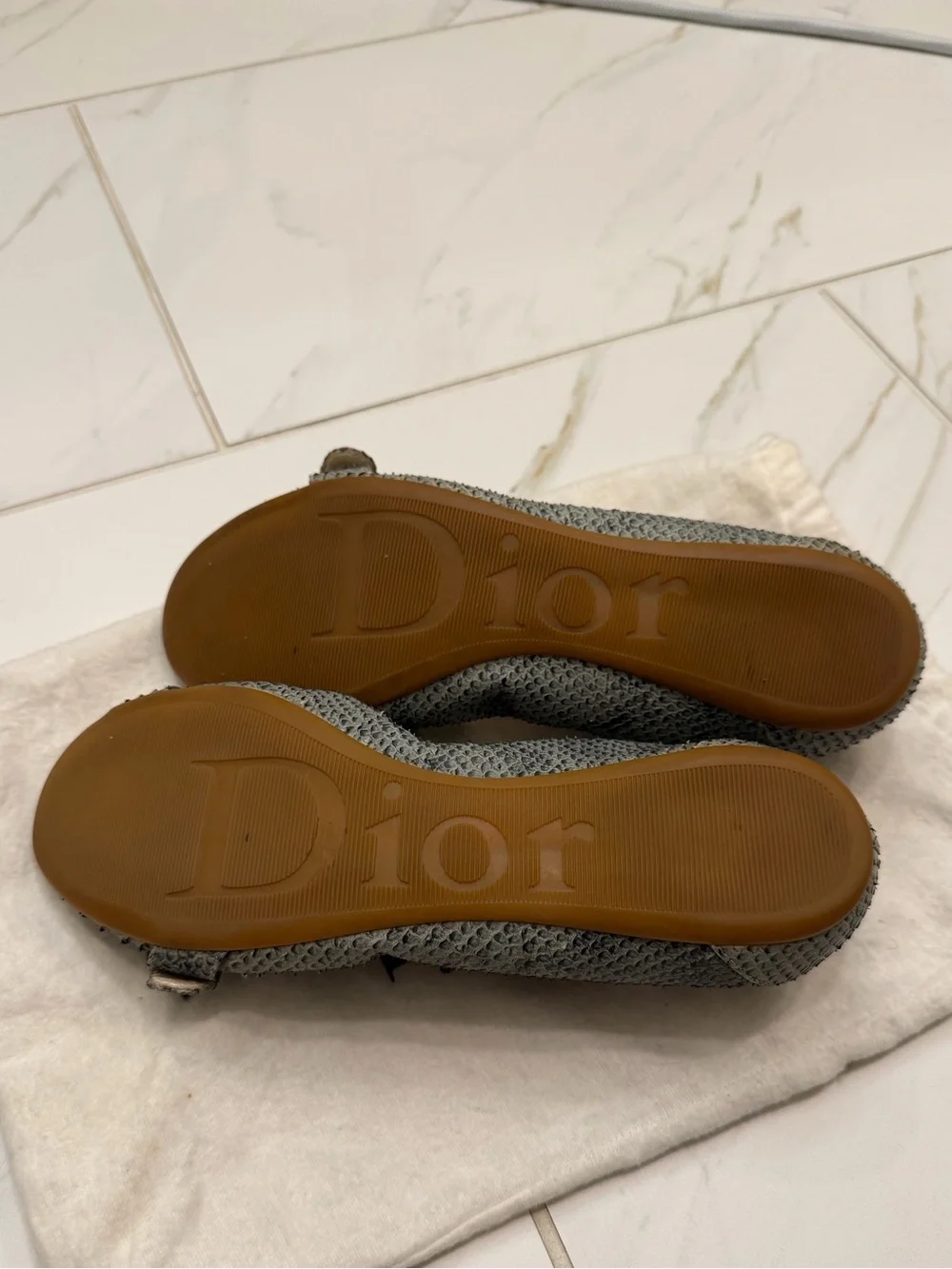Y2K Vintage Dior Blue Snakeskin Ballet Flats